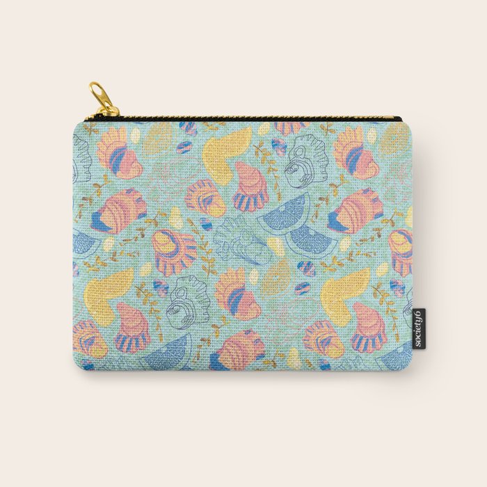Coastal Oysters on the Beach in Seafoam Green Carry All Pouch Gallery Image 1