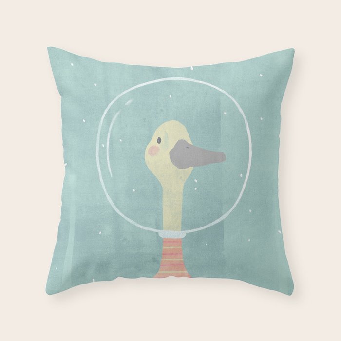 Space Goose (pastels) Throw Pillow Gallery Image 1