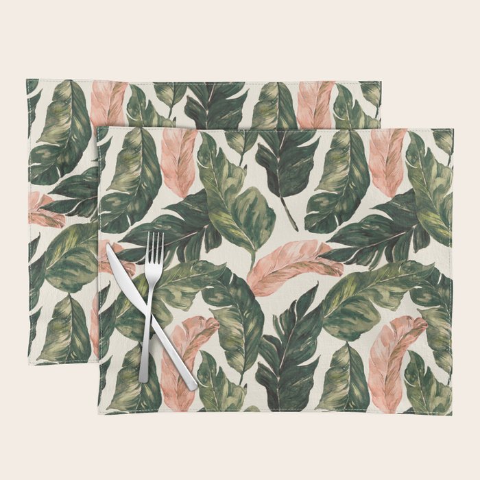 Leaf green and pink Placemat Gallery Image 1