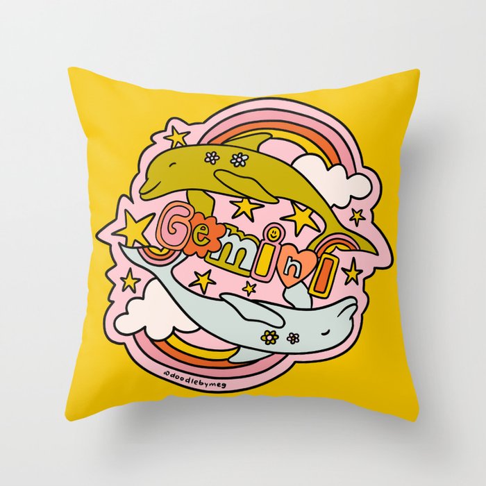 Gemini Dolphin Throw Pillow Gallery Image 6
