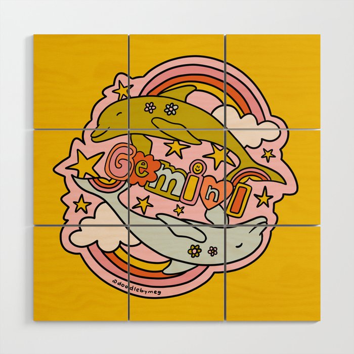 Gemini Dolphin Wood Wall Art Gallery Image 1