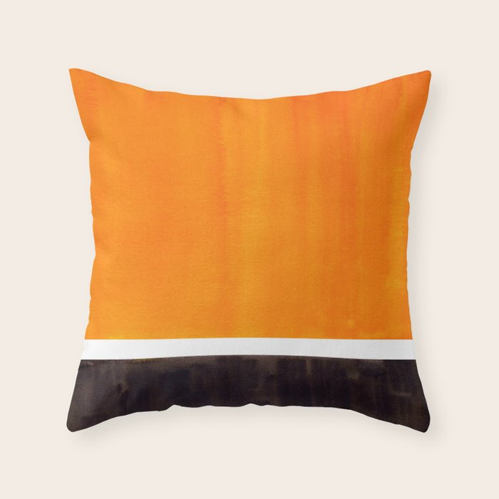 Minimalist Mid Century Modern Color Block Pop Art Rothko Inspired Golden Yellow Black Squares Throw Pillow Gallery Image 1
