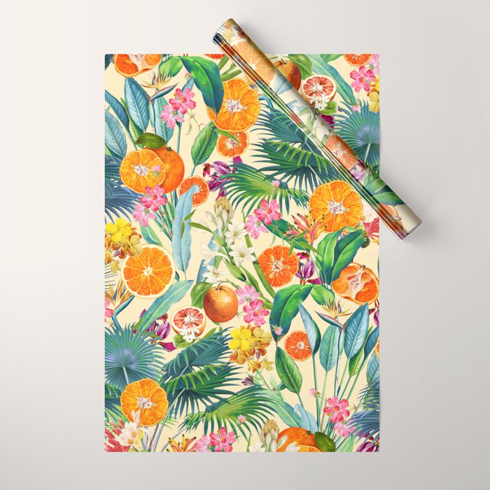Tropical Orange Garden II Wrapping Paper Gallery Image 1