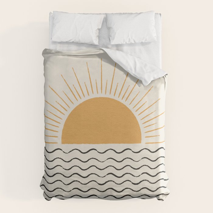Sunrise Ocean -  Mid Century Modern Style Duvet Cover Gallery Image 6