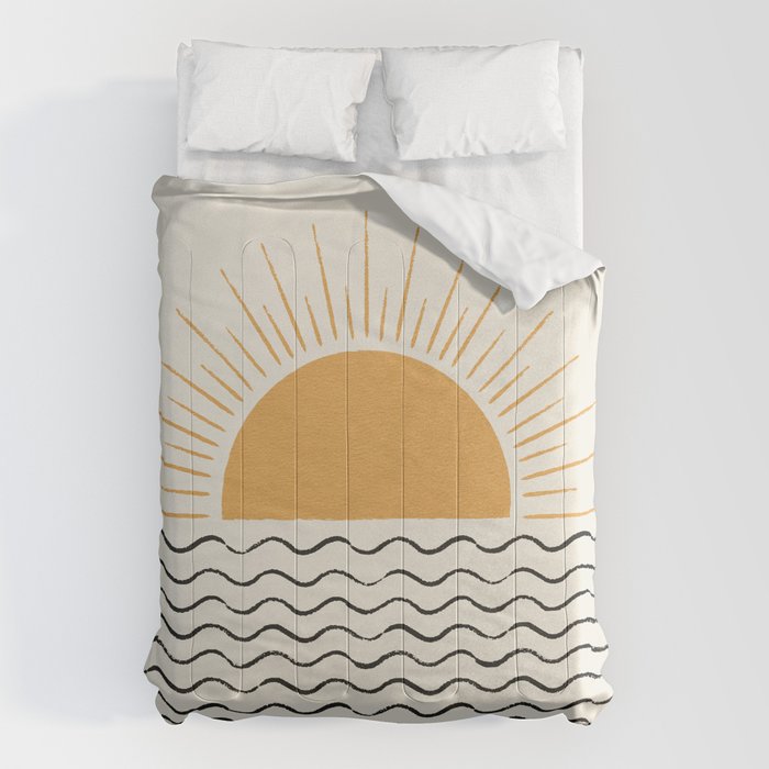 Sunrise Ocean -  Mid Century Modern Style Comforter Gallery Image 1