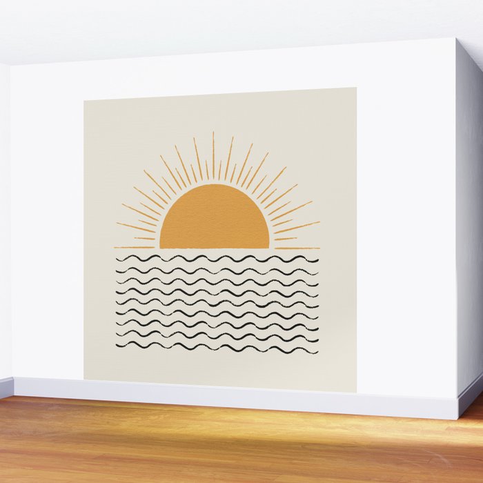 Sunrise Ocean -  Mid Century Modern Style Wall Mural Gallery Image 2