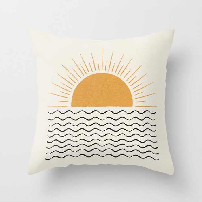 Sunrise Ocean -  Mid Century Modern Style Throw Pillow Gallery Image 6