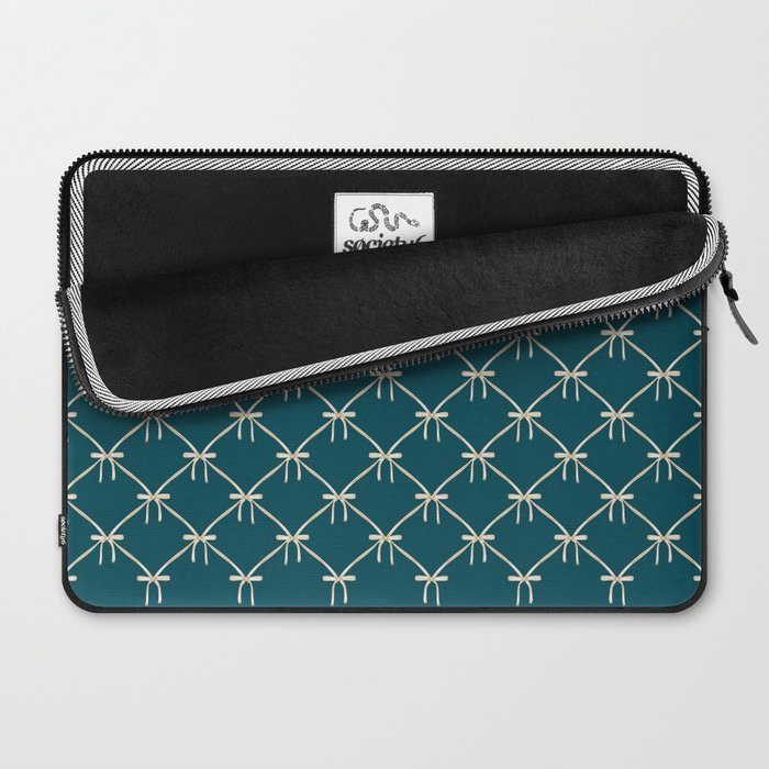 Bows & Ribbons Pattern XXIX Dark Teal Laptop Sleeve Gallery Image 2