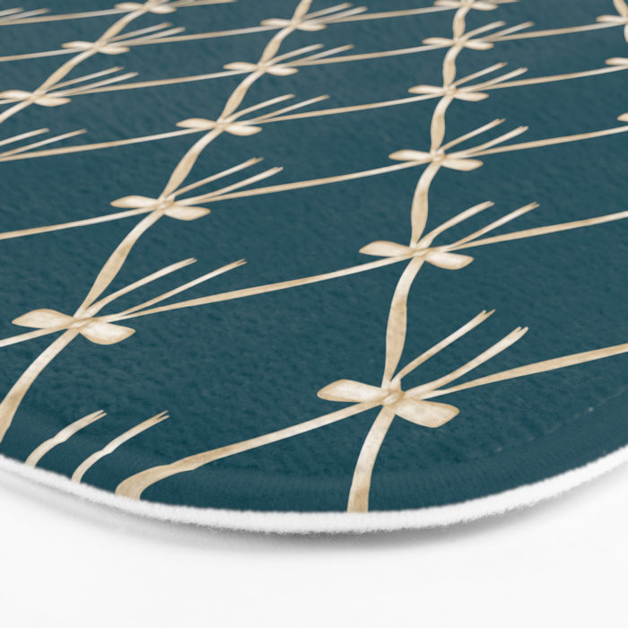 Bows & Ribbons Pattern XXIX Dark Teal Bath Mat Gallery Image 3