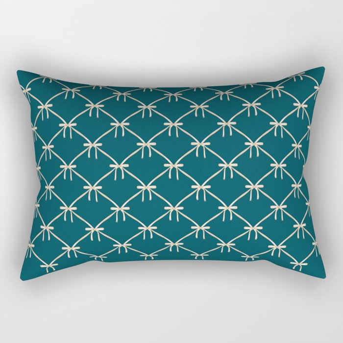 Bows & Ribbons Pattern XXIX Dark Teal Rectangular Pillow Gallery Image 1