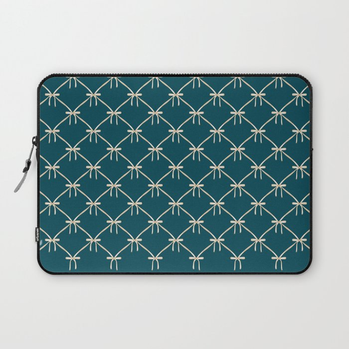 Bows & Ribbons Pattern XXIX Dark Teal Laptop Sleeve Gallery Image 1