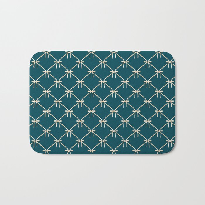 Bows & Ribbons Pattern XXIX Dark Teal Bath Mat Gallery Image 1