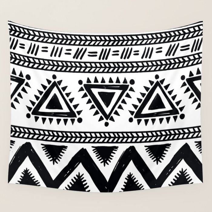 Tribal black and white Wall Tapestry Gallery Image 4