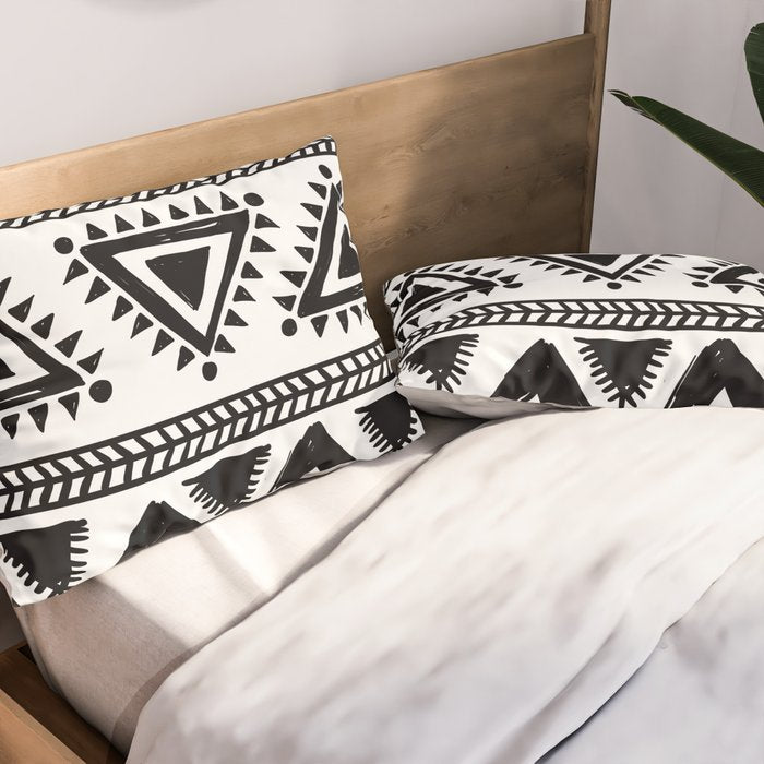 Tribal black and white Pillow Sham Gallery Image 2