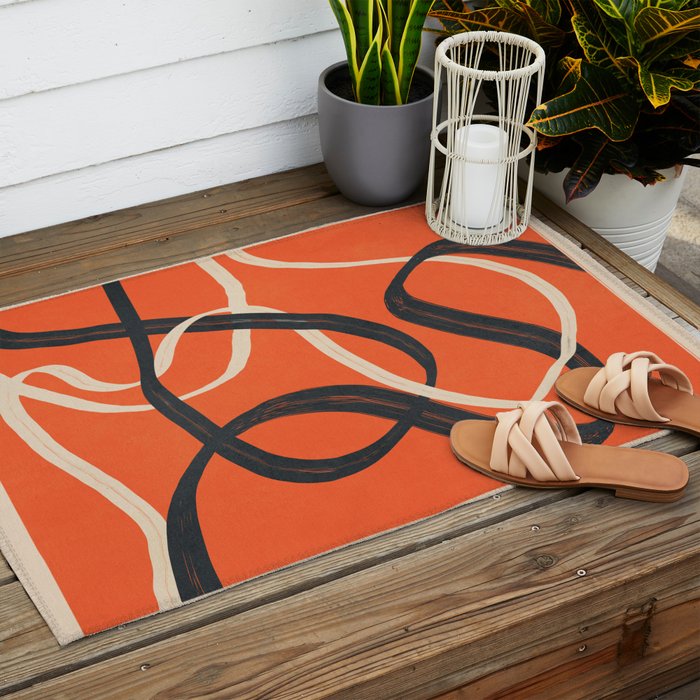 Minimal Abstract Lines Dance 2 Outdoor Rug Gallery Image 2