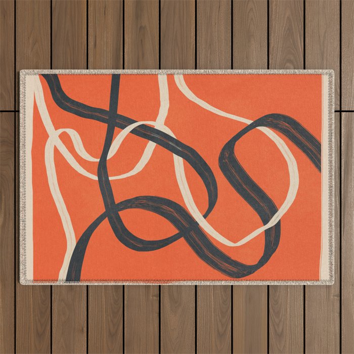 Minimal Abstract Lines Dance 2 Outdoor Rug Gallery Image 1