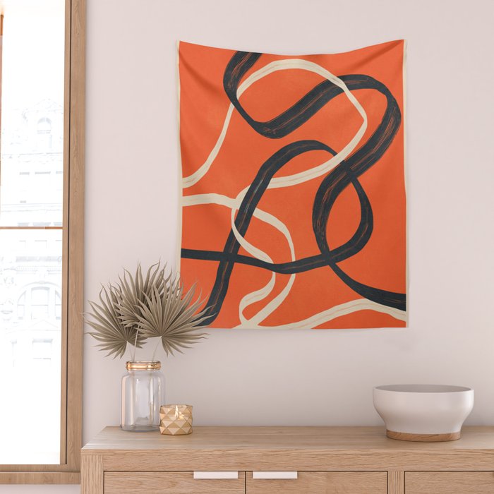 Minimal Abstract Lines Dance 2 Wall Tapestry Gallery Image 2