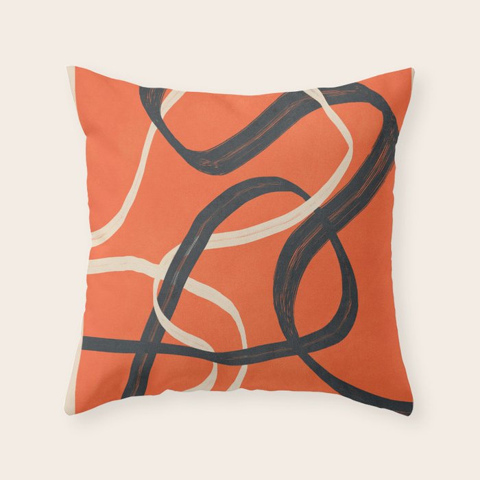 Minimal Abstract Lines Dance 2 Throw Pillow Gallery Image 1