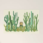 In my happy place - hedgehog meditating in cactus jungle Welcome Mat Gallery Image 1