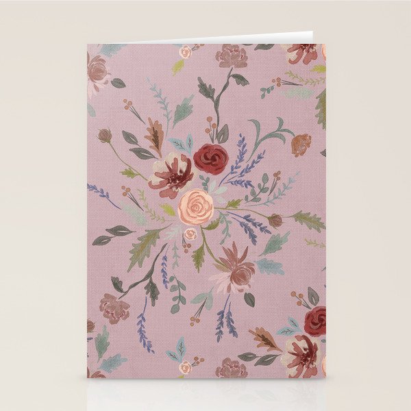 Bohemian Watercolor Floral - Cool Pink Stationery Card Gallery Image 1