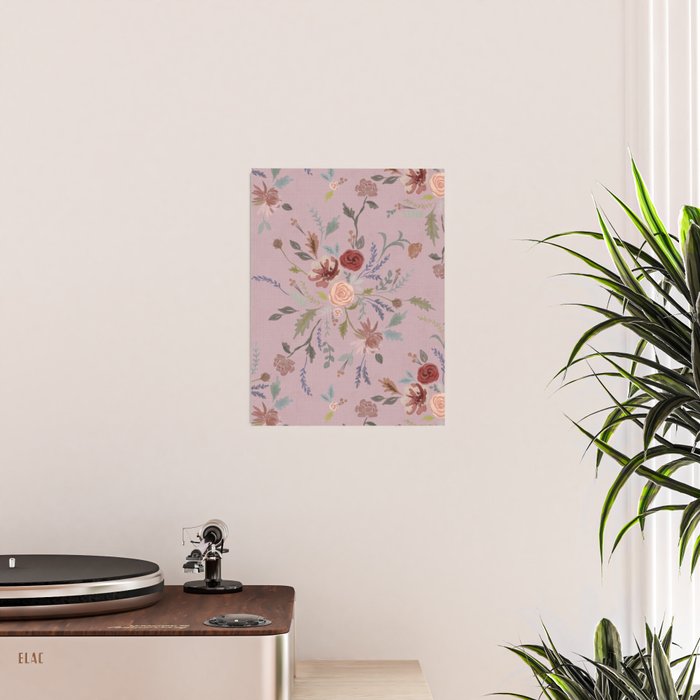 Bohemian Watercolor Floral - Cool Pink Poster Gallery Image 2