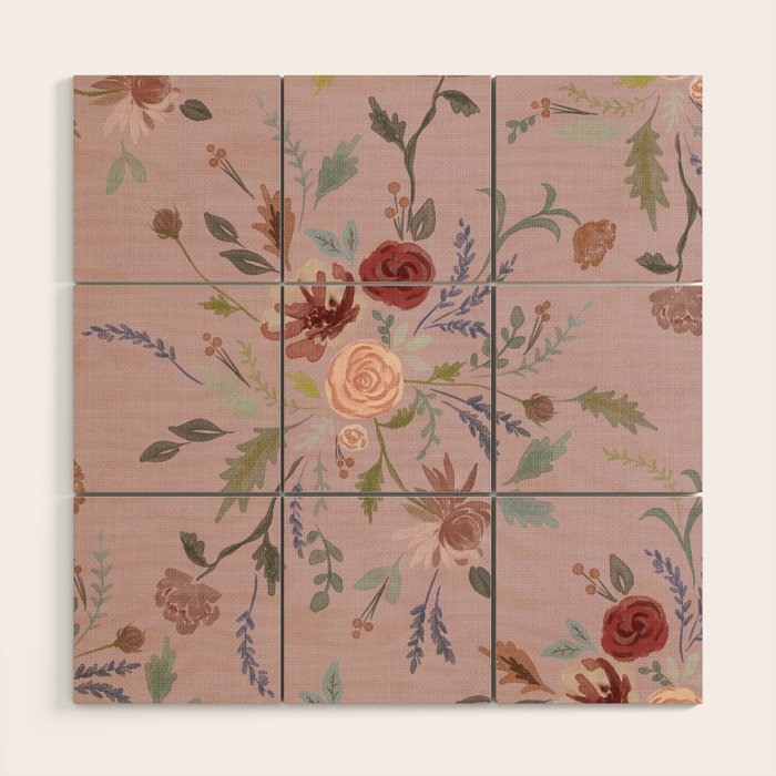 Bohemian Watercolor Floral - Cool Pink Wood Wall Art Gallery Image 1