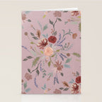 Bohemian Watercolor Floral - Cool Pink Stationery Card Gallery Image 2