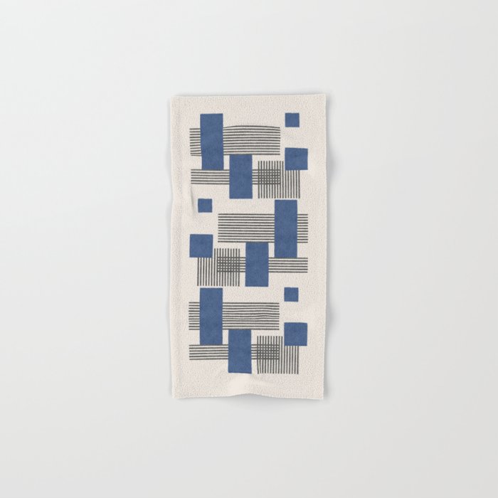 Stripes and Square Blue Composition - Abstract Bath Towel Gallery Image 1