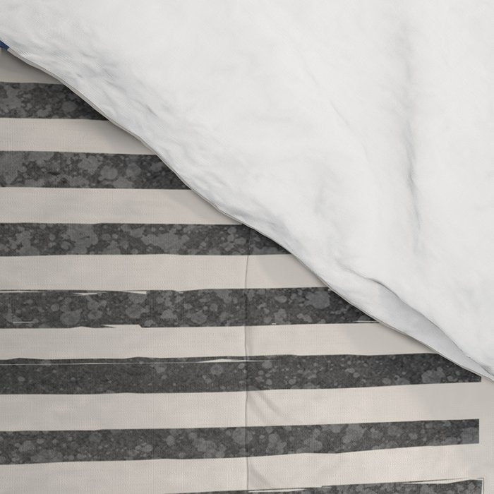 Stripes and Square Blue Composition - Abstract Comforter Gallery Image 4