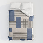 Stripes and Square Blue Composition - Abstract Duvet Cover Gallery Image 6