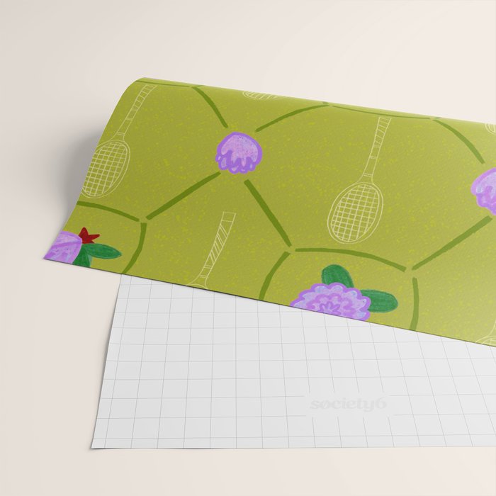 Tennis Rackets & Roses in Lime & Lavender Wrapping Paper Gallery Image 2