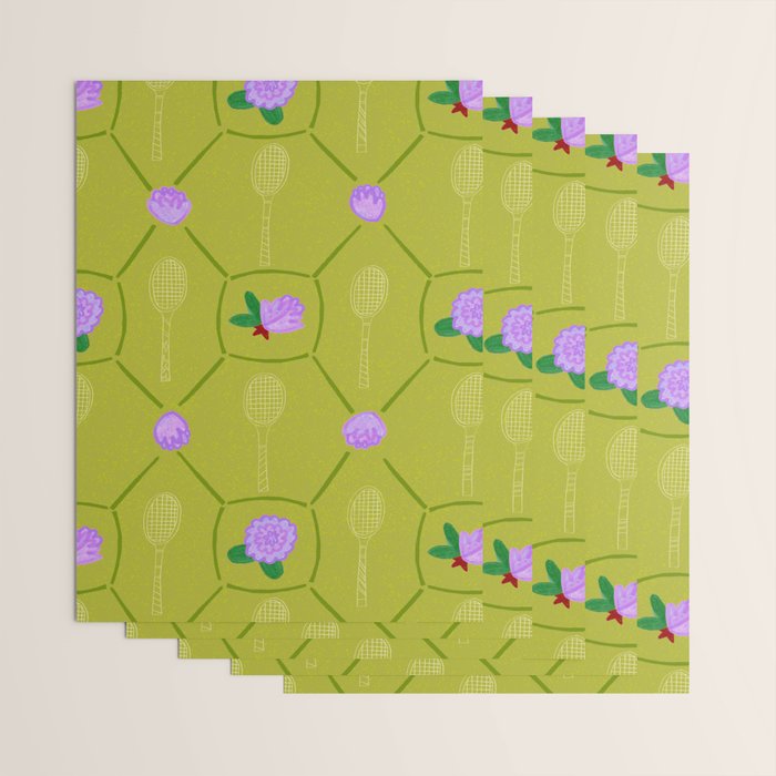 Tennis Rackets & Roses in Lime & Lavender Wrapping Paper Gallery Image 3