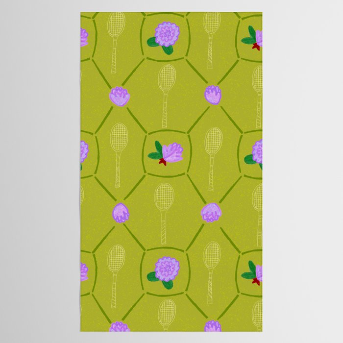 Tennis Rackets & Roses in Lime & Lavender Tablecloth Gallery Image 2