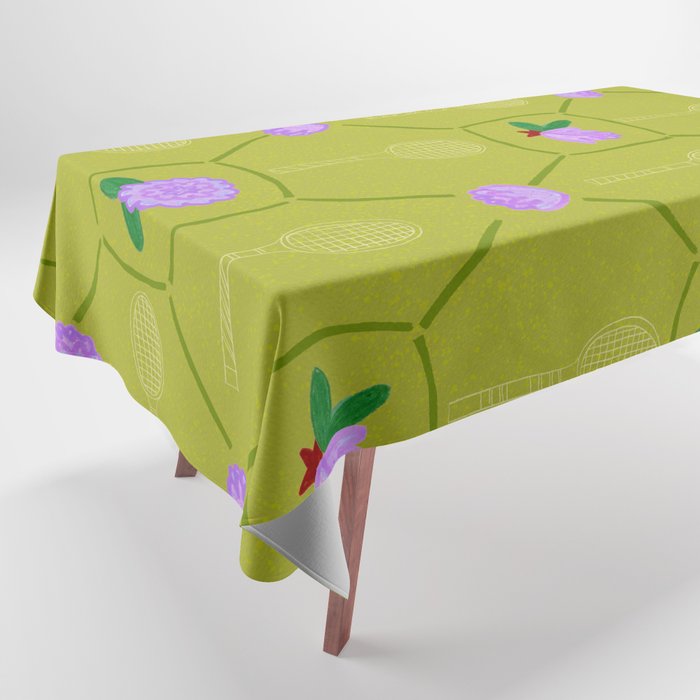 Tennis Rackets & Roses in Lime & Lavender Tablecloth Gallery Image 1