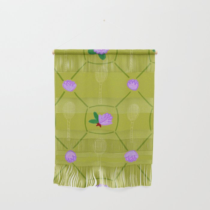 Tennis Rackets & Roses in Lime & Lavender Wall Hanging Gallery Image 1