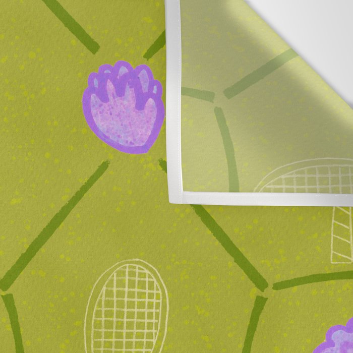 Tennis Rackets & Roses in Lime & Lavender Wall Tapestry Gallery Image 3
