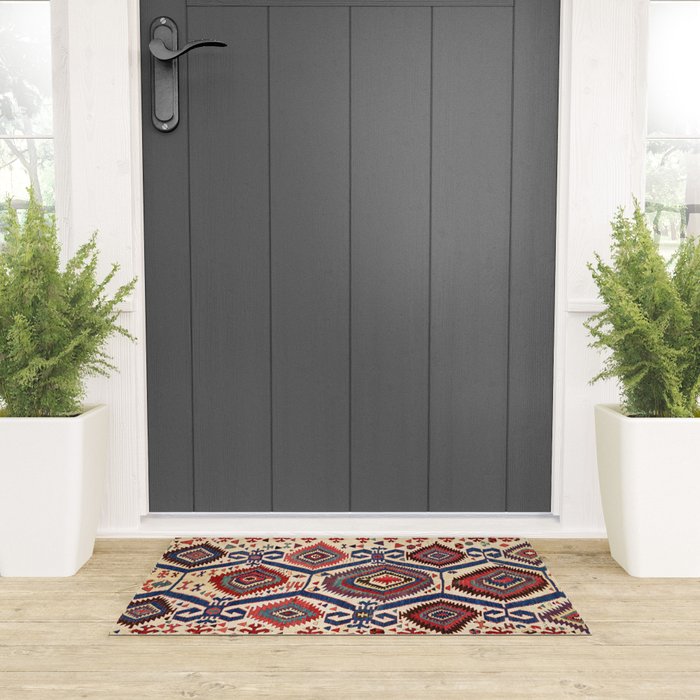 Konya Central Anatolian Antique Kilim Print Welcome Mat Gallery Image 3