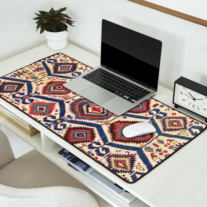 Konya Central Anatolian Antique Kilim Print Desk Mat Gallery Image 2
