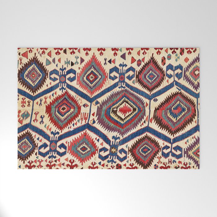 Konya Central Anatolian Antique Kilim Print Welcome Mat Gallery Image 1