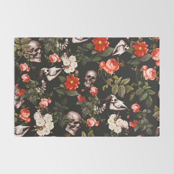 Floral and Skull Pattern Rug Gallery Image 2