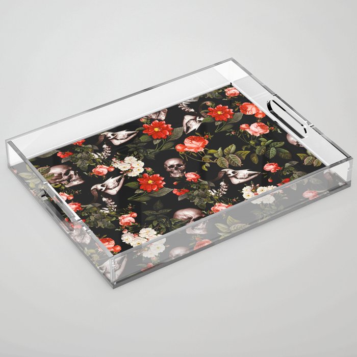 Floral and Skull Pattern Acrylic Tray Gallery Image 1