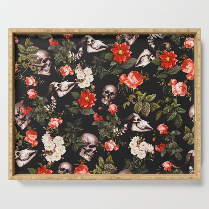 Floral and Skull Pattern Serving Tray Gallery Image 1