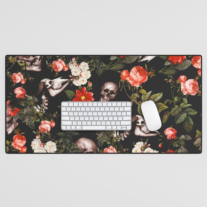 Floral and Skull Pattern Desk Mat Gallery Image 1