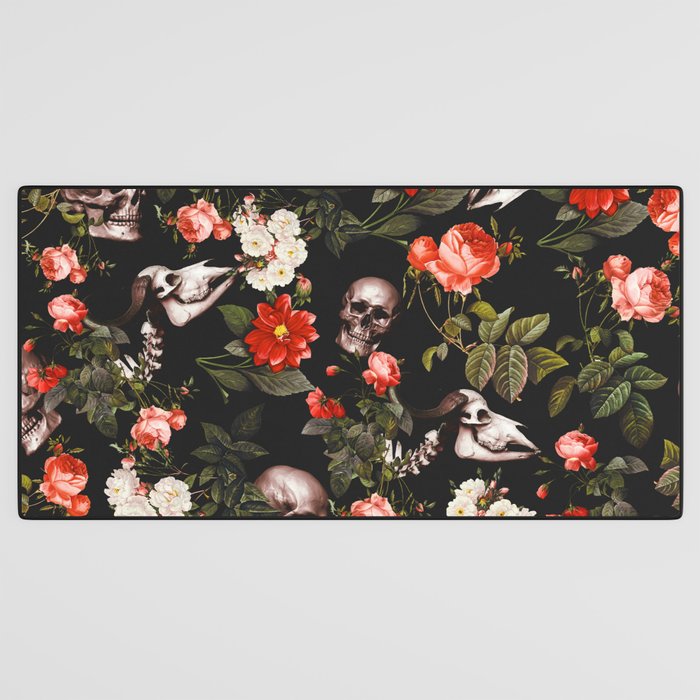 Floral and Skull Pattern Desk Mat Gallery Image 3
