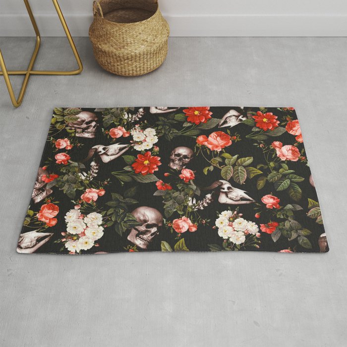 Floral and Skull Pattern Rug Gallery Image 1