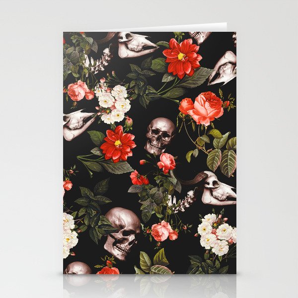 Floral and Skull Pattern Stationery Card Gallery Image 2