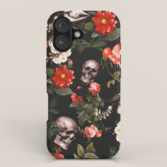 Floral and Skull Pattern iPhone Case Gallery Image 1