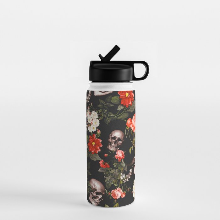 Floral and Skull Pattern Water Bottle Gallery Image 1