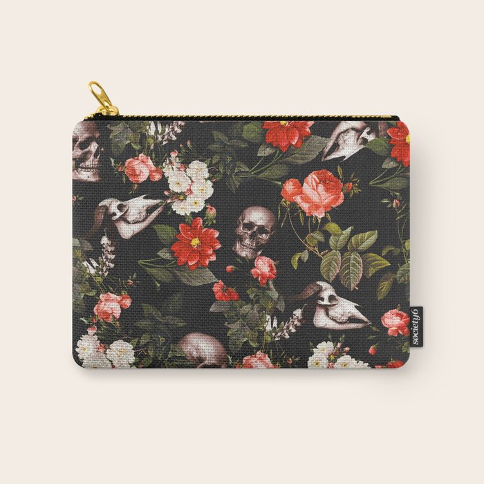Floral and Skull Pattern Carry All Pouch Gallery Image 1