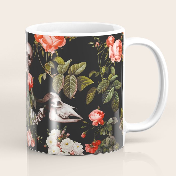 Floral and Skull Pattern Coffee Mug Gallery Image 1
